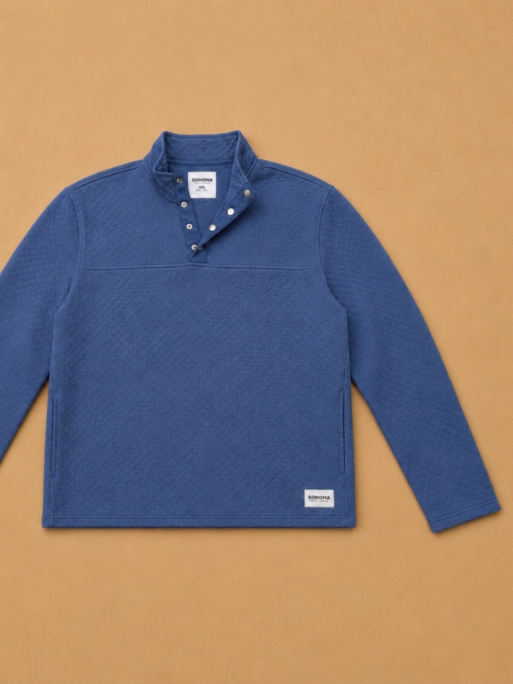 Sonoma Goods For Life Quilted Snap Neck Pullover XXL Blue Sweatshirt